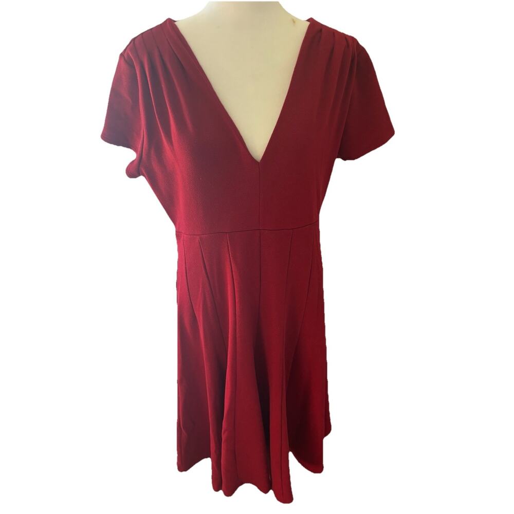 Anthropologie Maeve Lincoln Center Dress Cranberry Stretch Blend Size Large